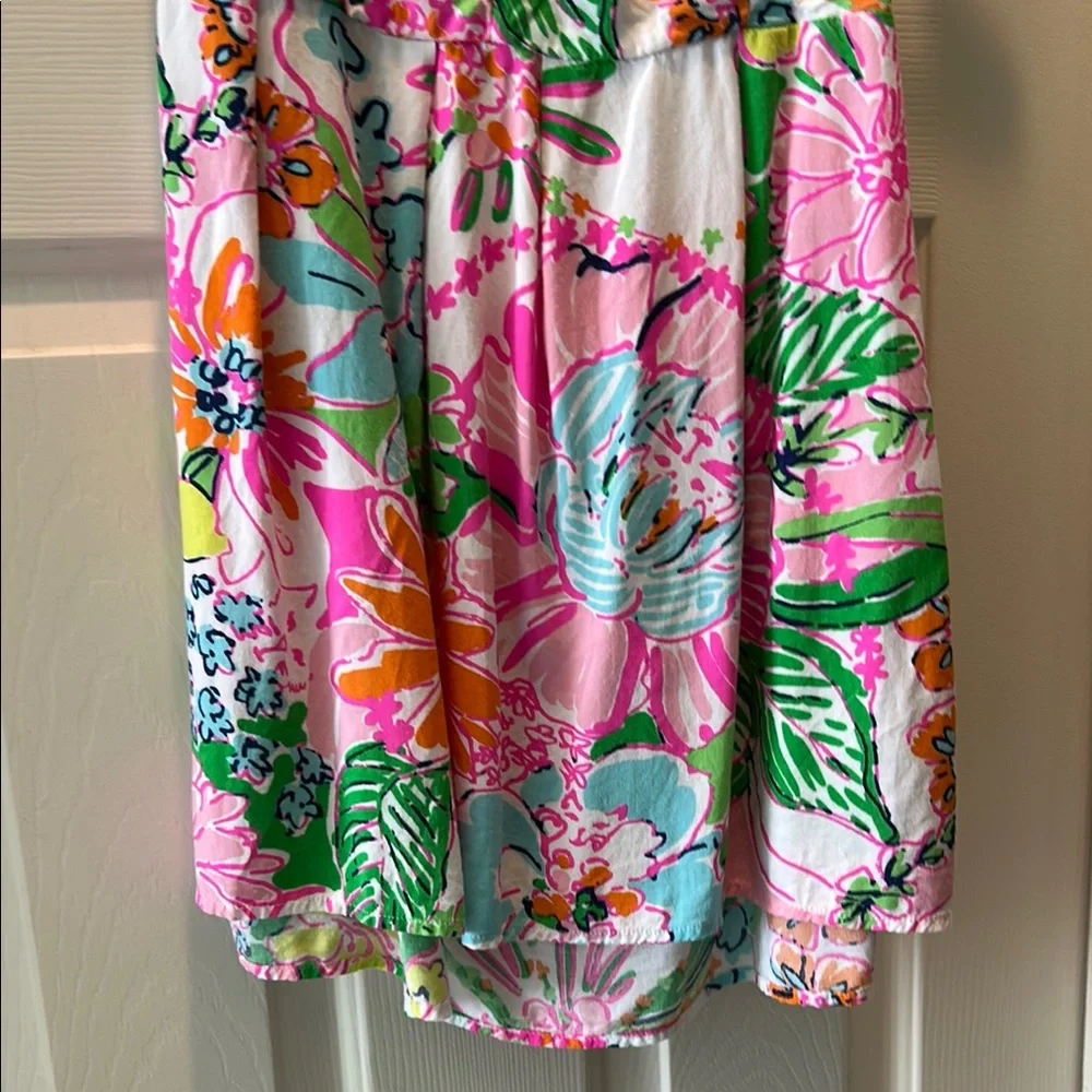 Lilly Pulitzer Tropical Pink and Green baby doll style tank shirt - Picture 4 of 14